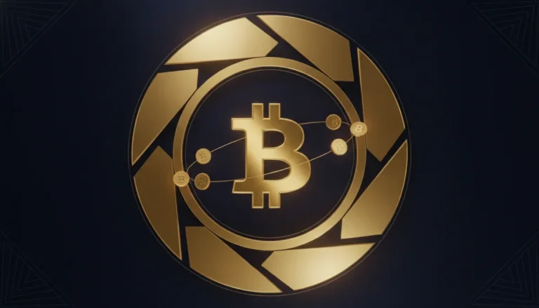 What Is Bitcoin Dominance — roo2ya, midnight-navy and gilt-gold aperture illustration