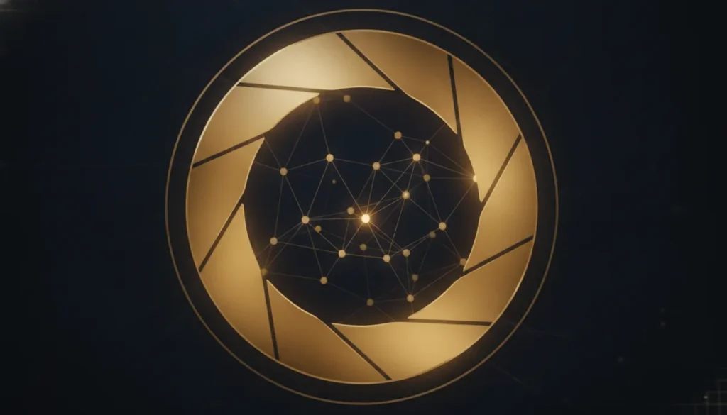 What Is DeFi — roo2ya, midnight-navy and gilt-gold aperture illustration